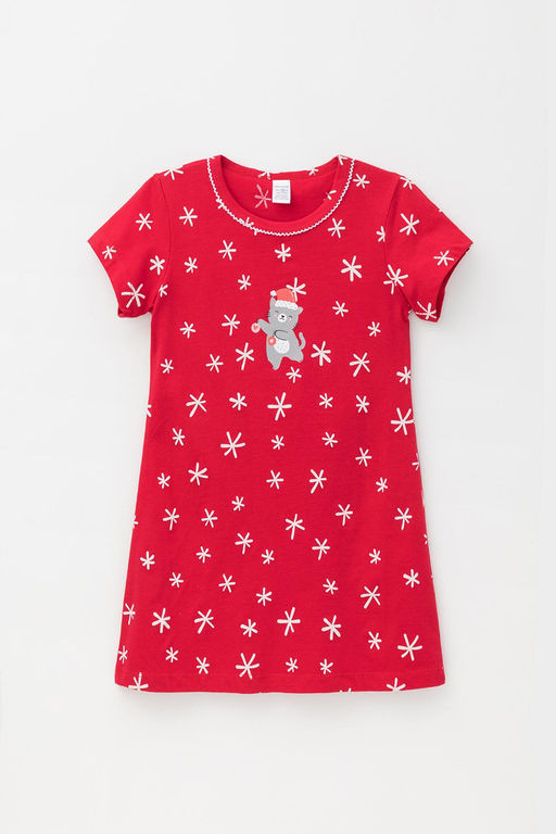 К 1159-1/первые снежинки на красном сорочка для дев