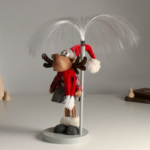 Интерьерная кукла текстильная свет Лосик девочка в клетчатой кофте, серой юбке, у фонаря, 17?17?43.5 см - Simaland фото 5