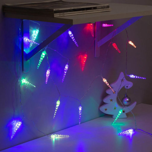 Гирлянда Нить 3 м с насадками Сосульки 7.5 см, IP20, прозрачная нить, 20 LED, свечение мульти (RG/RB), мигание, USB - Luazon lighting фото 4