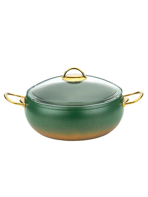 Набор посуды с АПП из 9 (5/4) предметов, крышки стеклянные, цвет: оливковый/золотой, арт. 1000-OLV/G