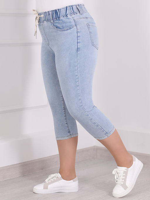 Голубые джинсовые капри женские больших размеров - Almond фото 2