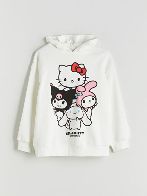 Kap??onlu Hello Kitty Bask?l? K?z ?ocuk Sweatshirt
