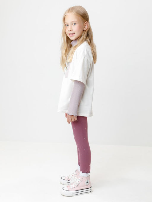 КР 4074/темная орхидея,фоновые сердечки к593 брюки (лосины) для дев