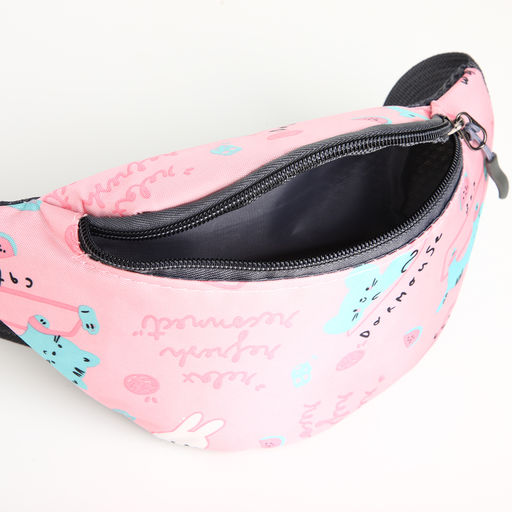 Сумка поясная детская «Милые животные», для девочки, на молнии, розовая