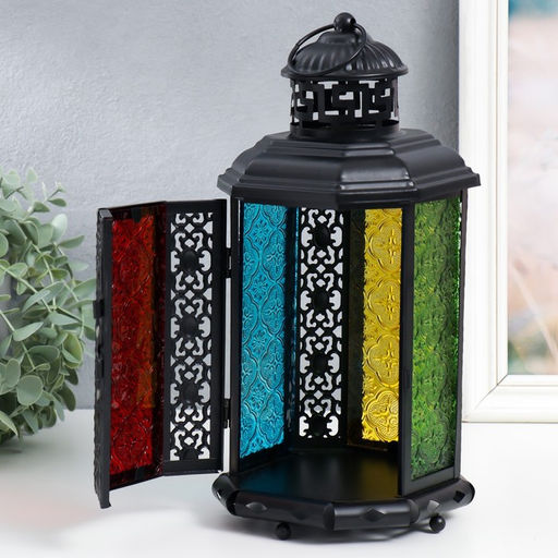 Подсвечник-фонарь на 1 свечу «Арабская ночь», цветные стёкла, 28×15×15 см