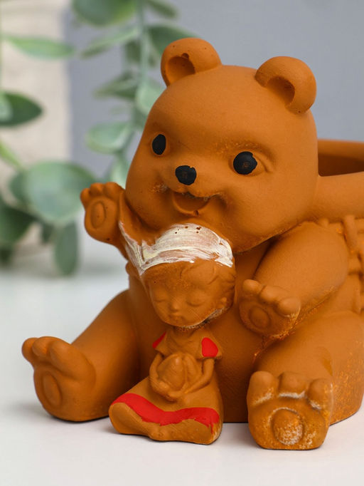 Подставка для мелочей Медведь с корзинкой, 9?10?8 см, гипс, коричневый