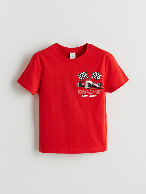 Bisiklet Yaka Bask?l? Erkek ?ocuk Ti??rt