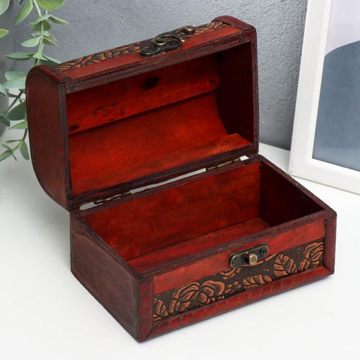 Шкатулка для украшений «Сундучок. Цветочный узор», дерево, 10×15×10.5 см