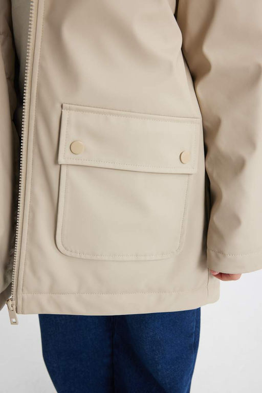 Водоотталкивающий плащ с капюшоном для девочек - Defacto фото 6