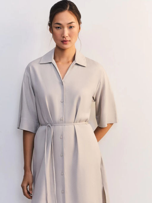 Льняное платье-рубашка с поясом ZR2605012904-36 / Zarina