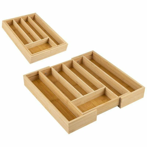 Лоток для столовых приборов BAMBOO (раздвижной), 36*26(38)*5,5 см арт.105123 - Mallony фото 2