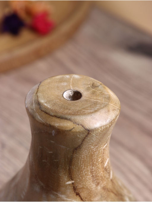 Ваза для сухоцветов «Сильва», 11×11×15 см, дерево джати, бежевая