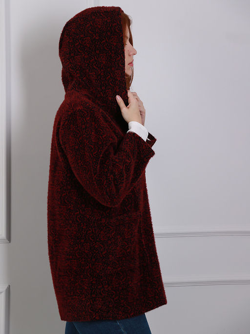 Кардиган женский бордовый с капюшоном - Almond фото 5
