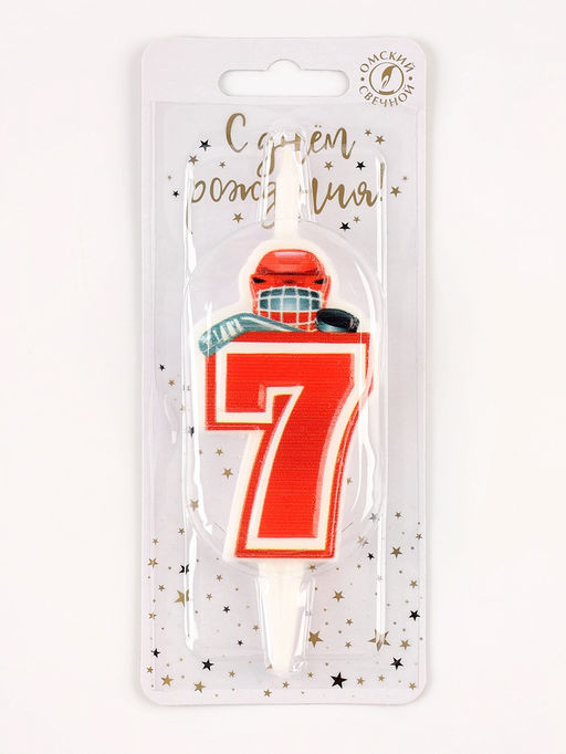 Цена за 2 шт. Свеча в торт «Хоккейная», цифра 7, красная