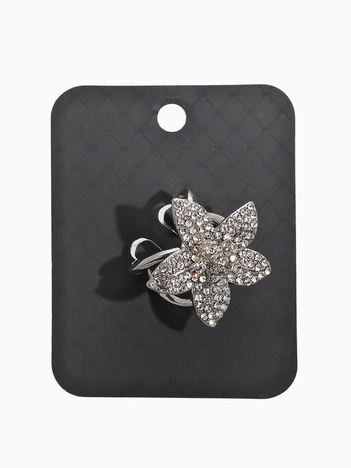 Кольцо для платка "Цветок Лилии", цвет белый в серебре