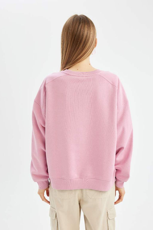 Толстый базовый свитшот Cool Oversize с круглым вырезом - Defacto фото 5