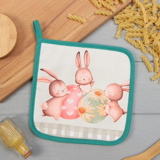 Прихватка Этель Пасхальный кролик 19х19 саржа,100% х/л,ватин 250г/м2  фото 5