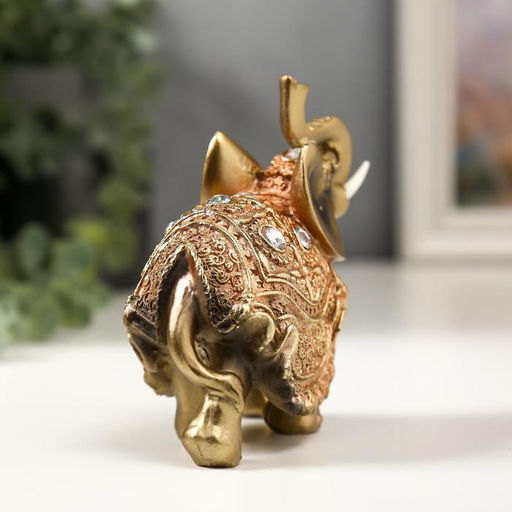 Фигурка полистоун «Слоник в золотой попоне с кристаллами», 10.5×11×4.5 см