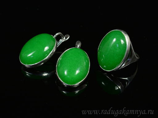 Кольцо Серьги с кварцем (имитация хризопраза) размер 18