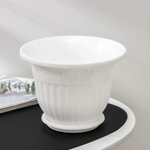Горшок для цветов с поддоном «Лозанна», 3 л, пластиковый, белый