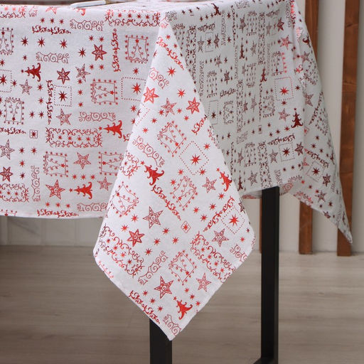Скатерть новогодняя Этель. Новогодняя, 100?1405 см, 80% п/э, 20% лён, 120 г/м?