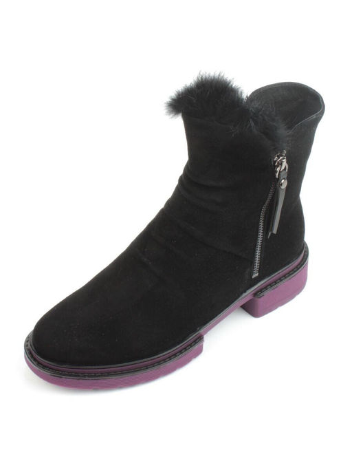 04-A3C1002-21B100M BLACK Ботинки зимние женские (натуральная замша, натуральная шерсть)