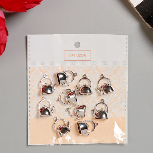 Цена за 10 шт. Декор металл для творчества Чайник (А35087) 2,2х1,7 см - Арт узор фото 5