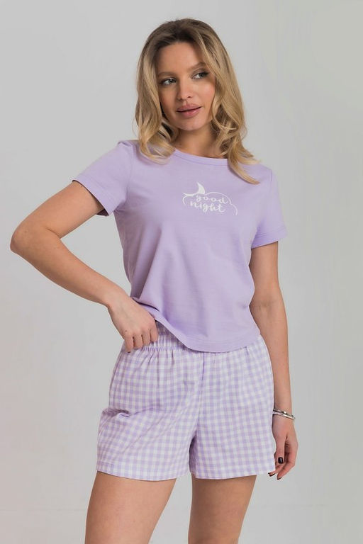 Пижама футболка и шорты М325292Псб Сиреневый/Белый - Елена фото 3