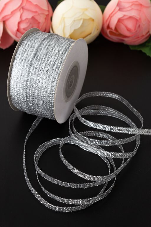 Лента парча 3 мм*90 ярд (SF-1792) серебро - Больше подарков фото 2