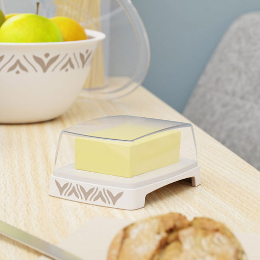 Масленка пластмассовая Эстетика 14,5х10,5х7см, прозрачная крышка, бело-бежевый (Россия) - Домашняя мода фото 8