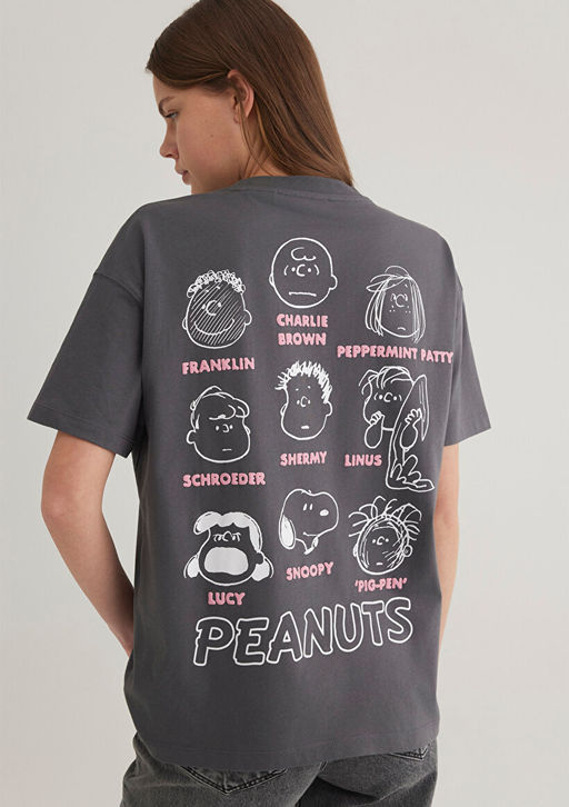 Peanuts Bask?l? Antrasit Tisort