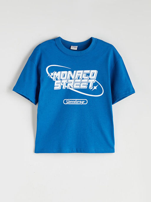 Bisiklet Yaka Bask?l? Erkek ?ocuk Ti??rt 2li