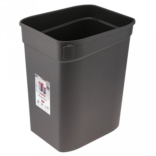 Ведро для мусора с плавающей крышкой пластмассовое Smart Bin 25л, 33,3х26,9х45,7см, с креплением для мусорных пакетов, серый, Econova (Россия) - Домашняя мода фото 7