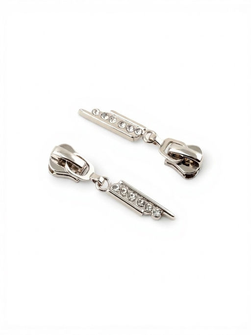 Бегунок для молнии «Трактор», №5, «Стразы», 10 шт., цвет никель