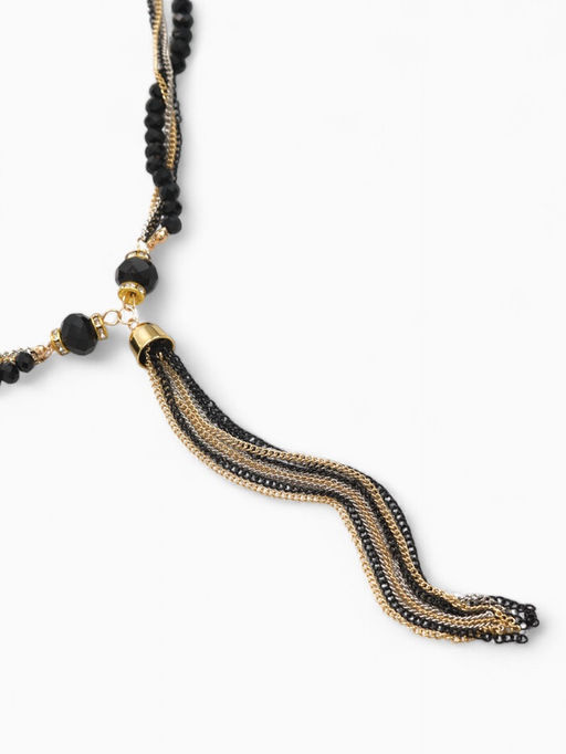 Набор 2 предмета: серьги, бусы Унисон накрученность, цвет золото в чёрном, 60 см