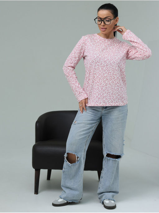 Лонгслив "Леопард" Розовый