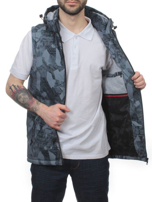 2121 GRAY Жилет мужской (100 гр. синтепон) - Фабричный китай фото 5