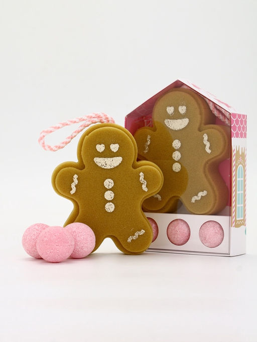 Подарочный набор Сладкого Нового года: мочалка для тела и бомбочки для ванны 3 шт х 40 г, URAL LAB