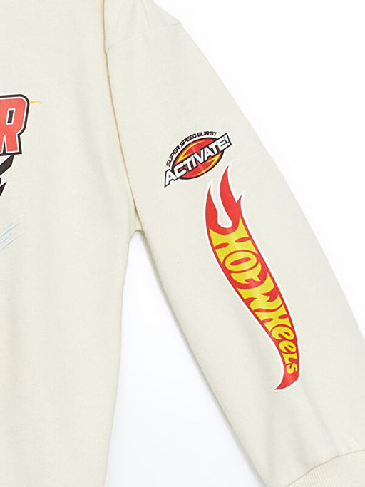 Bisiklet Yaka Hot Wheels Bask?l? Erkek Bebek Sweatshirt