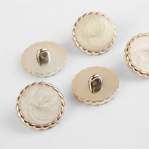 Цена за 3 шт. Набор пуговиц на ножке, d = 21,5 мм, 5 шт, цвет белый/золотой