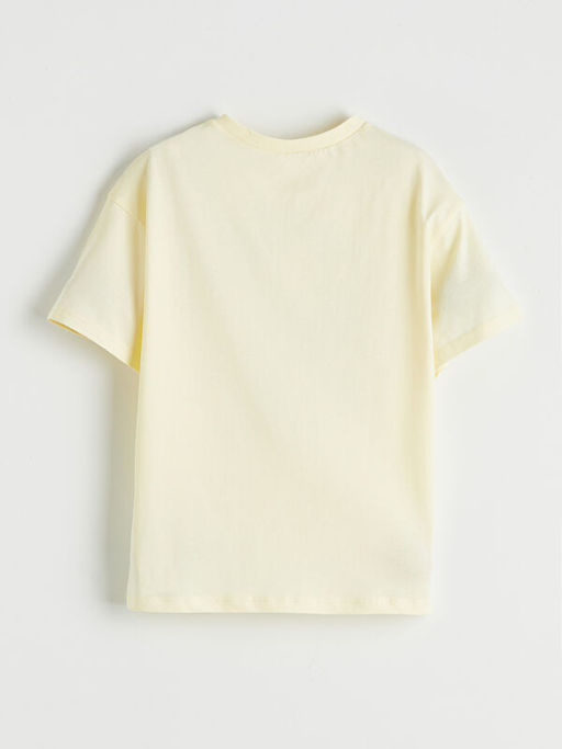 Bisiklet Yaka Bask?l? K?z ?ocuk Ti??rt