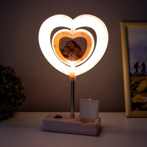 Ночник «Сердце» с фоторамкой LED USB АКБ МИКС 7×15.5×30 см RISALUX