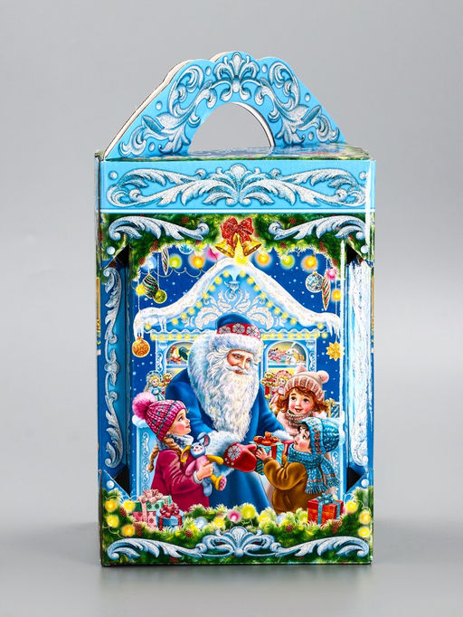 Цена за 2 шт. Подарочная новогодняя коробка «Новогодняя карусель» 15.8×15.8×23.5 см