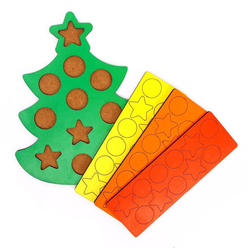 Мозаика Нарядная ёлочка, размер 17 12,5 2 см, кружок: 1,8 см, звезда: 2,4 см - Лесная мастерская фото 2