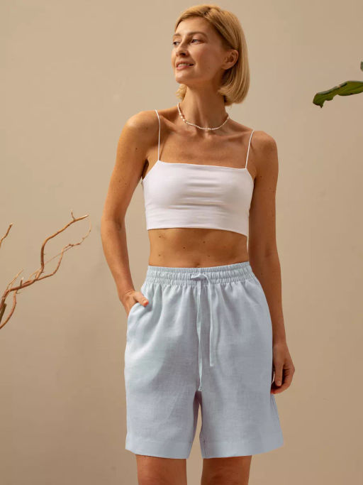 Шорты женские Лён-2 Светло-голубой - Modamica фото 3