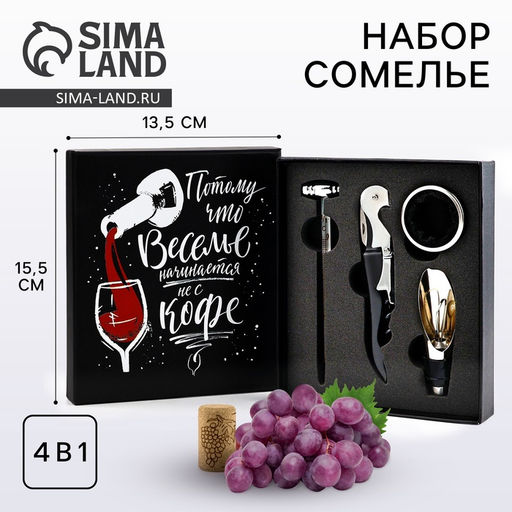 Подарочный набор для вина Веселье: 4 предмета