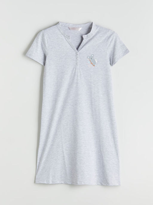 Ka??k Yaka Bask?l? Hamile Gecelik