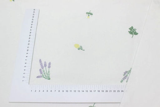 Перкаль Премиум с вышивкой Полевые цветочки цв.белый, СОРТ2, ш.1.54м, хл-100%, 115гр/м.кв - Купава фото 5