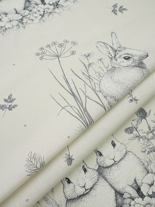 Бязь Кролики с клевером цв.св.бежево-серый, ш.1.5м, хлопок-100%, 135гр/м.кв - Купава фото 2