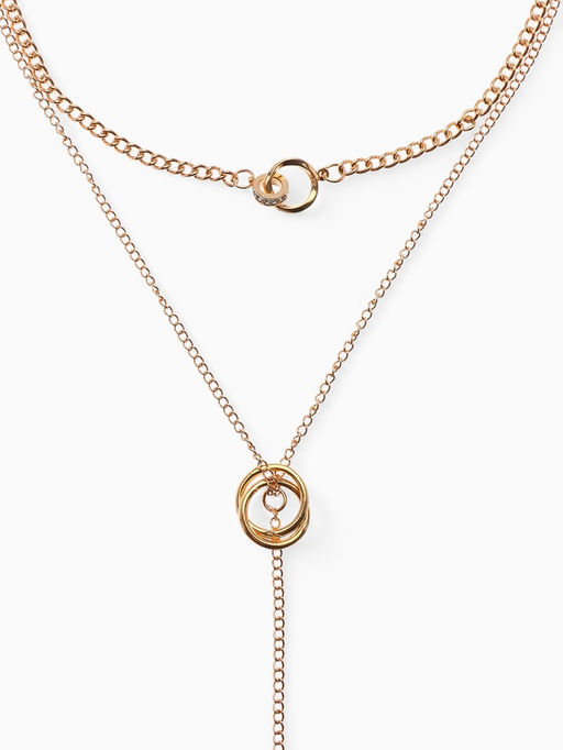 Кулон на цепочке «Двойное кольцо», многоярусный, цвет золото